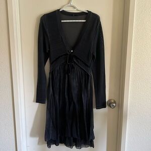 Beautiful dress that has velvet accents.